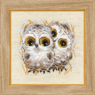 Image de Riolis 1755 Kit de broderie au point croix en coton Motif chouettes Multicolore 1313 cm
