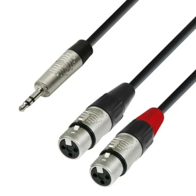Image de Adam Hall Cables 4 STAR YWFF 0300 Câble Audio REAN Mini Jack 3,5 mm stéréo vers 2 x XLR femelle 3 m