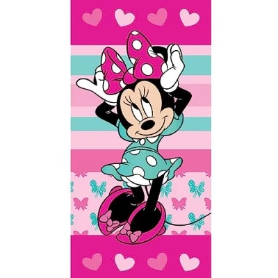Image de Serviette 100% Coton Minnie Mouse avec des Cœurs Super Absorbant et à Séchage Rapide Bebe de Bain Plage pour Filles Enfants