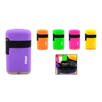 Image de Briquet Tempête Chalumeau fluo 2 flammes Prof Rechargeable gaz Réglable (violet)