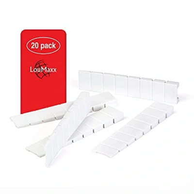 Image de LouMaxx Lot de 20 cales pour meubles 8 x 100 mm En plastique Avec points rupture intégrés Blanc