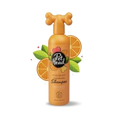Image de PET HEAD Shampoing pour Chien 300 ml, Ditch the Dirt, Parfum d&#039;orange, Élimine les Odeurs, Apaisant et Désodorisant, Nettoie en profondeur adoucit la fourrure, Formule Douce Chiots