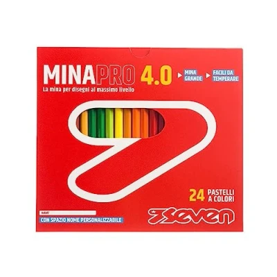 Image de Seven Lot de 24 crayons couleur Boîte d&#039;école, bureau MINA 4.0 Espace d&#039;étiquette Nom scolaires,