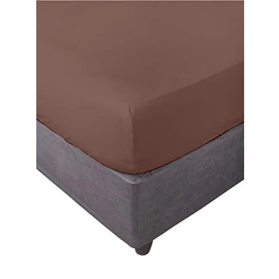 Image de Miracle Home Drap housse élastique doux et confortable en coton 50 % polyester Chocolat 135 x 200 cm