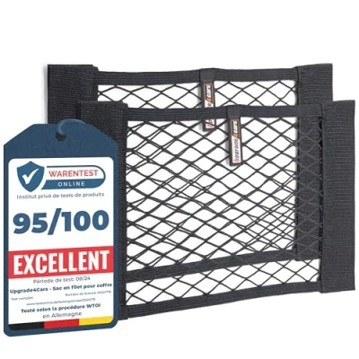 Image de Upgrade4cars Filet Coffre de Voiture 2 Filets élastique Rangement Universel 40 x 25 cm Accessoires Intérieur Gadget