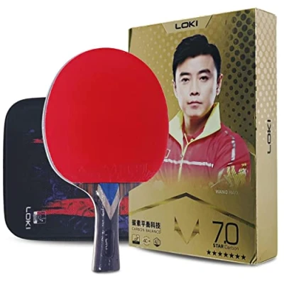 Image de ANSNOW Raquette de Tennis Table 5/6/7 Étoiles Équilibre Carbone Ping Pong Offensive Poignée Creuse Professionnelle/5 Longue