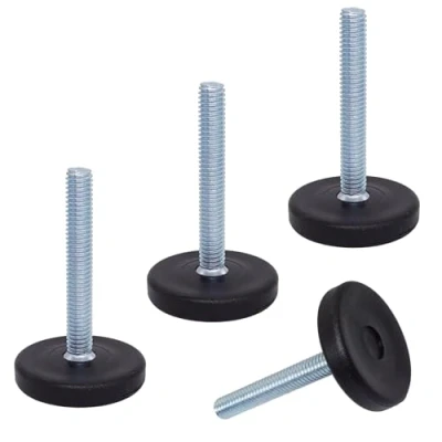 Image de SKIR&#039;CO Lot de 4 pieds nivellement meubles M6 x 40 mm, ronds réglables 30 mm diamètre, pied filetage