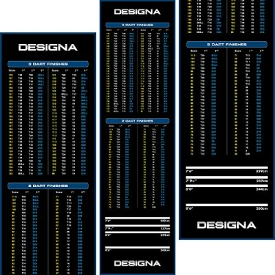 Image de Designa Darts MAT38 Tapis de fléchettes antidérapant avec Motif à Carreaux, Large, Bleu, 290 cm x 80