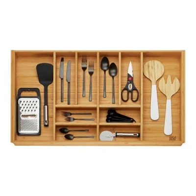 Image de ORGA BOX 3 range couverts en BAMBOU pour tiroir 90 cm (473 x 797 mm) avec 10 compartiments bois cuisines Nobilia/Noblessa à partir d&#039;août 2012
