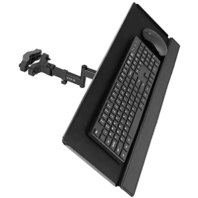 Image de VIVO POLEKB support universel en acier pour clavier et souris de 66 cm, inclinaison ergonomique, rotation à 360 degrés, position d&#039;écriture neutre, noir,