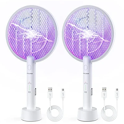 Image de PALONE 2 PCS Raquette Anti Moustiques Tapette Deux en Un Electrique USB, Utilisée pour Tuer Atres Insectes Volants, Postuler à Intérieur et Extérieur