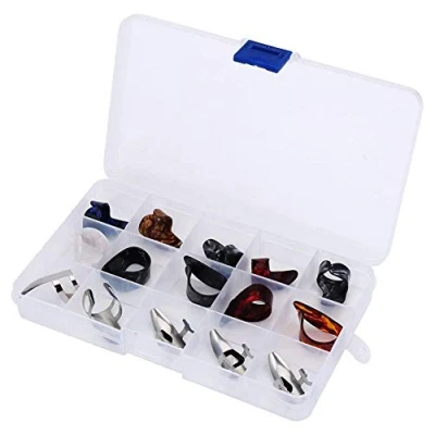 Image de 15 pcs guitare doigt Main DIY pouce et Picks Bague d&#039;écran avec boîte de rangement pour accessoire
