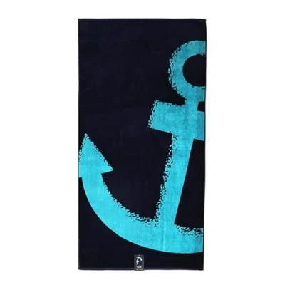 Image de jilda tex serviette de plage 90 x 180 cm, 100 % coton, velours éponge, facile d&#039;entretien, bleu nordic