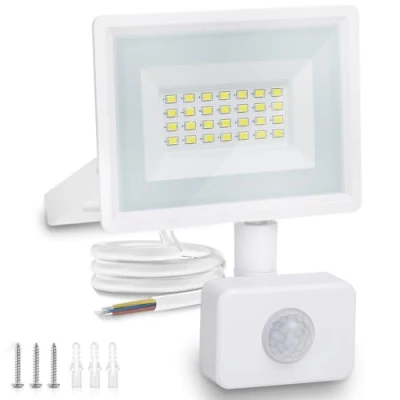 Image de Aigostar 20W Projecteur LED Détecteur de Mouvement，1650LM Ultra Mince Spot Extérieur Avec Détecteur，Lumière Sécurité Etanche IP65 pour Jardin，Patio，Cour，Allée， Blanc Froid 6500K