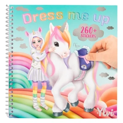 Image de Depesche 13215 Ylvi Dress Me Up Livre 24 Pages de Motifs Licornes pré imprimés à décorer soi même, y Compris 11 Feuilles d&#039;autocollants, Multicolor