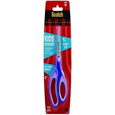 Image de Scotch 1442P Ciseaux pointus avec anneaux souples et bout pointu pour enfants Violet/vert 12 cm