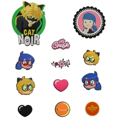 Image de Miraculous Ladybug Pop n&#039; Swop 12 badges assortis coccinelle et chat noir, à clipser standard XXL, compatibles avec les sacs main Swop, sac bandoulière dos (Wyncor),