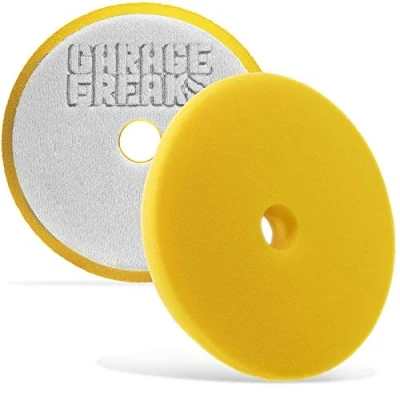 Image de Garage Freaks Éponge de polissage Medium Cut Jaune Tampon 150 mm pour plaque support 125 Velcro qualité supérieure Fabriqué par Menzerna Dissolvant hologramme