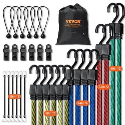 Image de VEVOR spanrubber spantouw bagage rubber expander touw lijn 32 stuks J haken