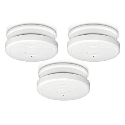 Image de Pack de 3 Détecteurs Fumée avec Bouton d&#039;Arrêt et Alarme 85dB Blanc Neuf