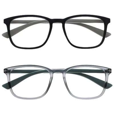 Image de OPULIZE Max Lunettes de Lecture 2 Paires Monture Large et Rectangulaire, Forme Classique Noir Gris Mat Hommes Femmes Unisexe RR78 17 +3,00