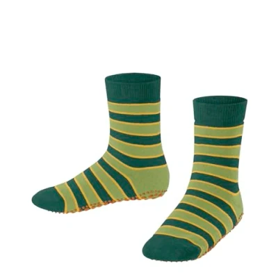 Image de FALKE Simple Stripes K Hp coton picots sur la semelle 1 paire, Chaussettes Chaussons Mixte enfant, Vert Emerald 7950, 31/34 EU