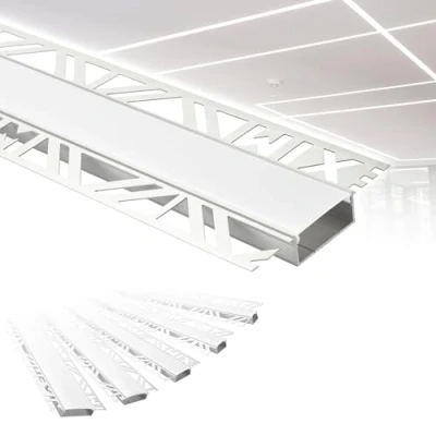 Image de HEXIM Profilés LED Aluminium, Profilé encastré sous cloison sèche avec couvercle opale, Largeurs variées (2 Mètres, 30mm Largeur lumineuse) Éclairage décoratif