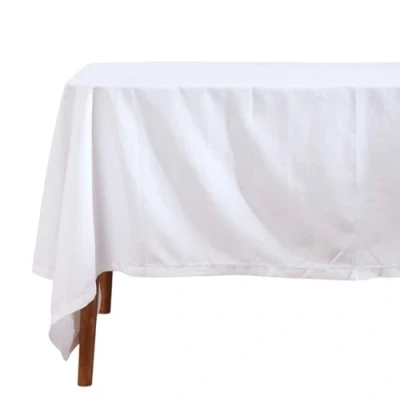 Image de HOMESCAPES Nappe de Table rectangulaire, Linge en Coton uni Blanc 137 x 178 cm