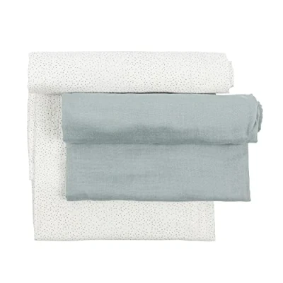 Image de Nattou Grands Langes Lavables en 100% Coton (Mousseline), Lot de 2, 120 x cm, Luna et Axel, Vert/Blanc