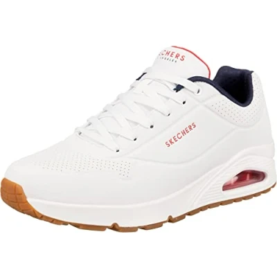 Image de Skechers Uno Stand on Air Baskets Homme, White Durabuck Navy Red Trim, 39 EU