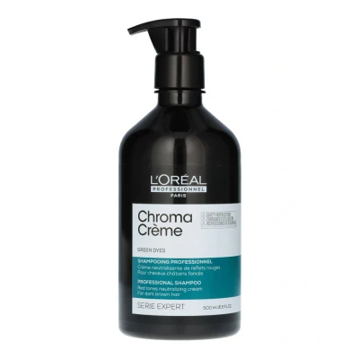 Image de L&#039;Oréal Professionnel, Shampoing Vert Neutralisant les Reflets Rouges Indésirables, Cheveux Châtains Foncés à Noirs, Nutrition, Brillance, Chroma Crème Vert, Serie Expert