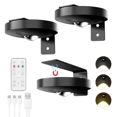 Image de Spot Sans Fil Rechargeable, Eclairage LED Cuisine Sous Meuble, 3 TempéRatures, à Intensité Variable Avec Télécommande, Fonction Minuterie, Pour Placards, Armoires (CW)
