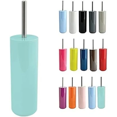 Image de MSV Brosse WC Porte Balai Toilette Pot à „Inagua“ Ensemble Poser en Polystyrène Balayette avec Manche Acier Inoxydable Vert Pastel