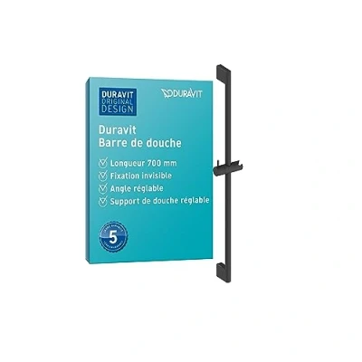 Image de Duravit Universal barre de douche, avec support douchette réglable en hauteur, douche variable (700 mm), noir mat