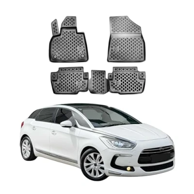 Image de Tapis de Sol Compatible avec Citroen DS5 2011 2021 Caoutchouc TPE Noir