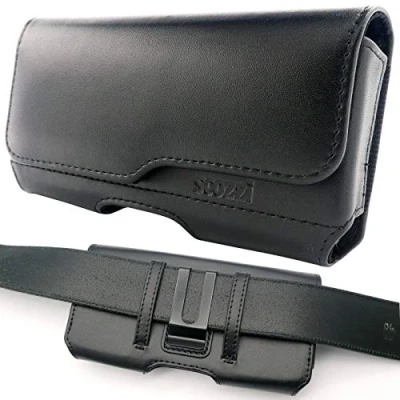Image de scozzi Étui De Ceinture Cuir Véritable Pochette Téléphone Portable Horizontal Smartphone p.e. Compatible avec Samsung S24 S23 S22 S21 A55 A54 pour iPhone 15 14 13 12 11 Plus Ultra Mini Lite Pro Brun