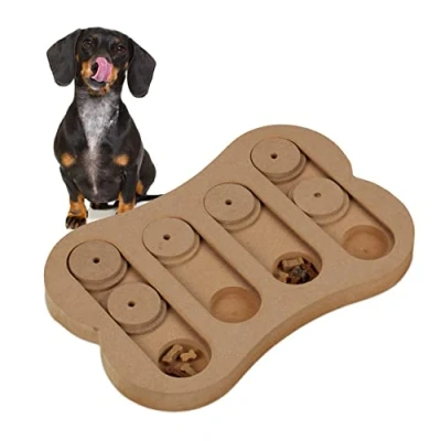 Image de Relaxdays Jouet d’Intelligence pour Votre Chien, Accessoire Pratique, friandises à Cacher, en MDF, Nature