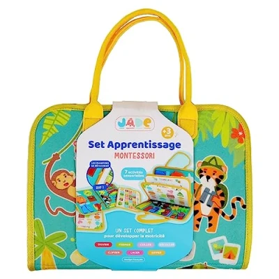 Image de J.A.D.E Pochette d&#039;Activités Montessori 141512 Jeu Educatif Multicolore Tissus Voyage Sensoriel pour Enfant Design Français Jade 28 cm x 33 À Partir de 3 Ans