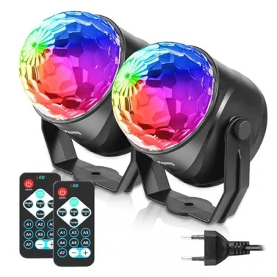Image de FIMEI Boule Disco 2 Pack, Lumière Soirée Lampe de Scène Éclairage Discothèque Projecteur Effet Spot Stade Télécommande pour Fête, Soirée, Bar, Anniversaire, Club, DJ Disco, Cadeau, Enfants