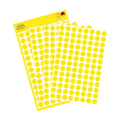 Image de AVERY Zweckform 3013 Lot de 416 pastilles marquage autocollantes (diamètre 8 mm, adhésives sur 4 feuilles, autocollants à points pour codage couleur, ronds calendrier,