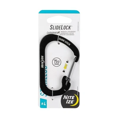 Image de Nite Ize Verrou coulissant CSL4 01 R6 en acier inoxydable, noir, taille 4