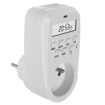 Image de Prise programmable, GreenBlue GB362 E, Horloge digitale minuterie, charge max. 16A, IP20, blanc