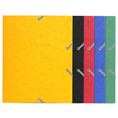 Image de Exacompta Réf. 55200E Carton de 25 chemises à élastiques pour format scolaire pochettes 3 rabats en carte lustrée 400 g/m2 dimensions 24x19 cm 22 x1 7 5 couleurs assorties