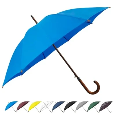 Image de SoulRain Parapluie Classique à poignée en Bois avec Ouverture Automatique Coupe Vent et bâton incassable 122 cm