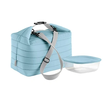 Image de Guzzini, Grand Sac Isotherme A/Compartiment Fraicheur Handy, (Bag) 30 x 18 h30 cm; (Container) 19,6 h7 cm 1400 cc, Bleu Clair Mat