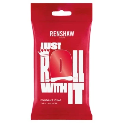 Image de Renshaw Fondant Ruby Red 1kg, Pâte à Sucre Prêt l&#039;Emploi, Optimal pour Recouvrir et Décorer Gâteaux, Cupcakes Biscuits, Rouge Coquelicot, 1 kg