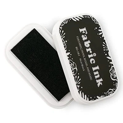 Image de Tampons Encreurs en Tissu pour Caoutchouc, Lavables la Fabrication de Cartes, le Scrapbooking, Tampon Encreur Permanent Bois, Papier, 9,4 x 5,3 Cm (Noir, 282)
