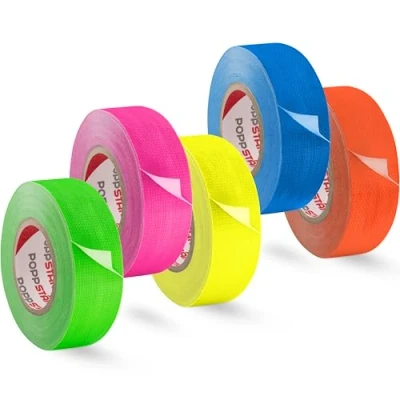 Image de POPPSTAR 5x Ruban Néon 25mm x 10m, Autocollant Fluo en Tissu, Jaune, Vert, Rouge, Bleu, Rose