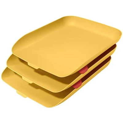 Image de Leitz Corbeille à Courrier A4, Lot de 3, Cosy, Jaune, 53582019