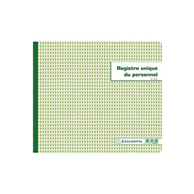 Image de Exacompta Réf. 6620E 1 Registre unique du personnel des salariés et stagiaires conforme à la législation Couverture carte lustrée Format horizontal 27 x 32 cm 56 pages